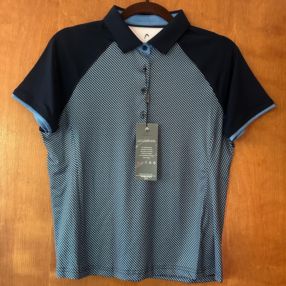 HEAD Golf Polo Shirt Athletic UV Protection Short Sleeve Navy Blue Women Med NWT